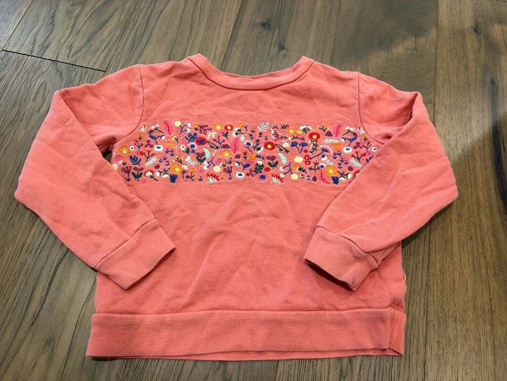 Peek Kids Coral Floral Embroidered Sweatshirt